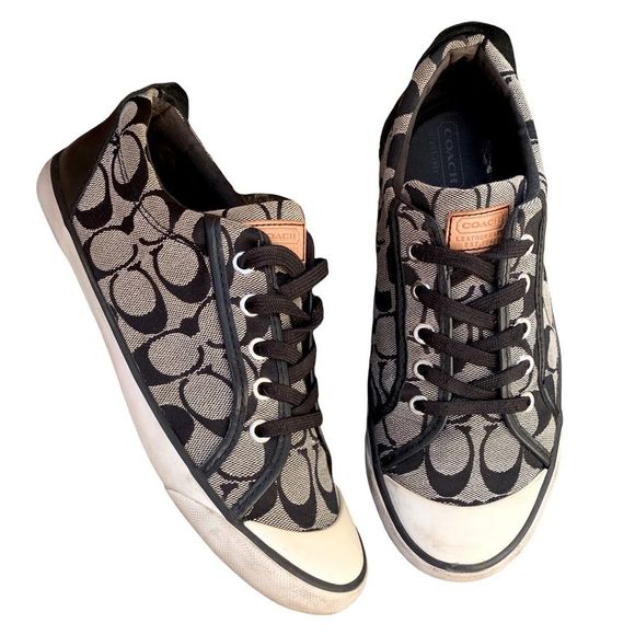 Coach Barrett women’s size 8 1/2 sneakers Grey Signature Canvas Shoes - Picture 7 of 12